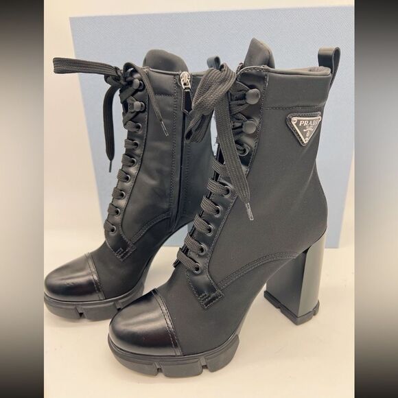 Prada 110 Leather & Nylon Hiker Booties 8.5 - Picture 5 of 9